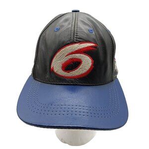 Mark Martin Roush Nascar Racing Leather Hat Buckle Strap Blue Black White Read